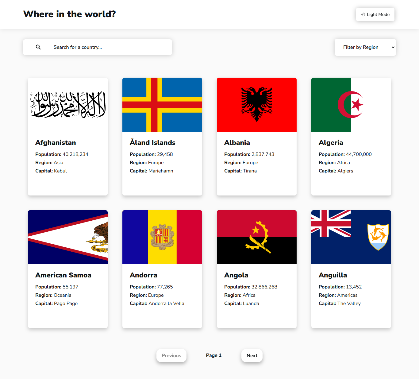 Screenshot de REST Countries API